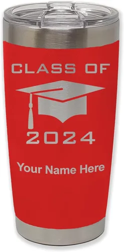 Vista 27 de LaserGram Vaso aislado al vacío de 20 onzas, grado de tapa clase de 2024, 2025, 2026, 2027, 2028, grabado personalizado incluido (negro)