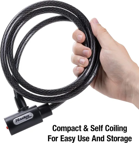 Vista 4 de Master Lock 8364DCC Candado de cable para bicicleta con llave, 1.5 m de largo, Negro