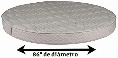 Vista 4 de Dream Solutions USA Colchón redondo de 86 pulgadas, colchón redondo de espuma de alta densidad de 8 pulgadas con funda acolchada, espuma