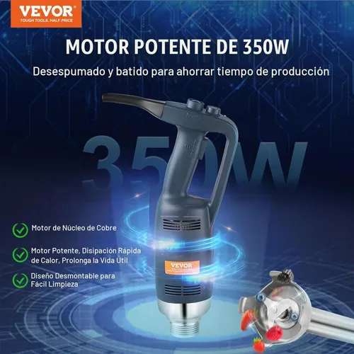 Vista 2 de VEVOR Batidora de Inmersión Comercial, Mezclador de Mano de 350W de Alta Resistencia, Mezclador de Velocidad Variable Sin Escalas de 16 Pulgadas