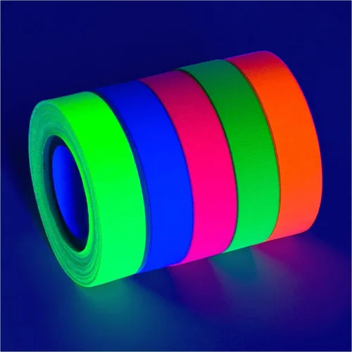 Vista 8 de Glow King Cinta Reactiva a Luz Negra que Brilla Regalos de fiesta de neón fluorescente UV premium para eventos Cinta de colores luminosos