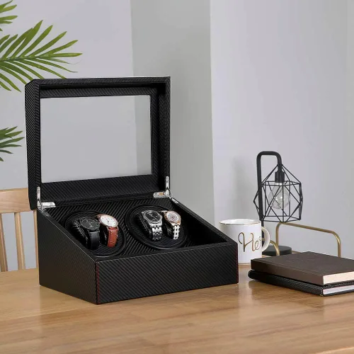 Vista 7 de Enrollador automático de reloj con 4 silenciosas cajas de bobinado de reloj de motor japonés + 6 almohadas flexibles para reloj, funda
