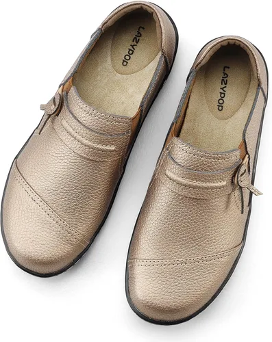 Vista 9 de LAZYPOP Mocasines de cuero clásicos y cómodos para mujer, bonitos zapatos de vestir informales, ligeros, para caminar, zapatos planos