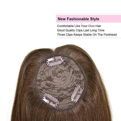 Vista 2 de Extensiones de cabello humano 100% real con clip, extensiones de cabello lacio de 13 pulgadas para mujeres (2# marrón oscuro)