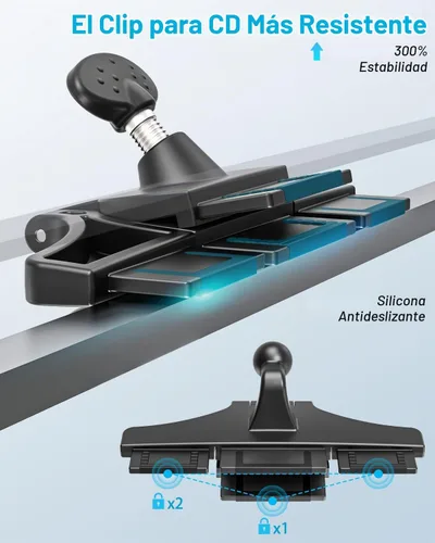 Vista 6 de Soporte para tablet de coche con ranura para CD, soporte para tableta de CD ultra resistente para automóvil con rotación de 360°, compatible