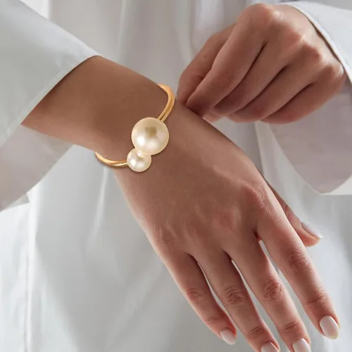 Vista 5 de Long tiantian Juego de 4 brazaletes dorados para mujer, pulseras de alambre ancho abierto para mujer, pulseras de oro abiertas, regalos de joyería