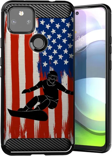 Vista 17 de CasesOnDeck - Funda compatible con Google Pixel 5A (2021) / Pixel 5A 5G, funda delgada de fibra de carbono TPU para acentuar arañazos y caídas, tema