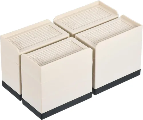 Vista 24 de uxcell Elevadores de muebles de 1.5 pulgadas, 4 piezas de elevadores cuadrados ajustables para sofá para extensor, para cama, escritorio, sofá, Beige