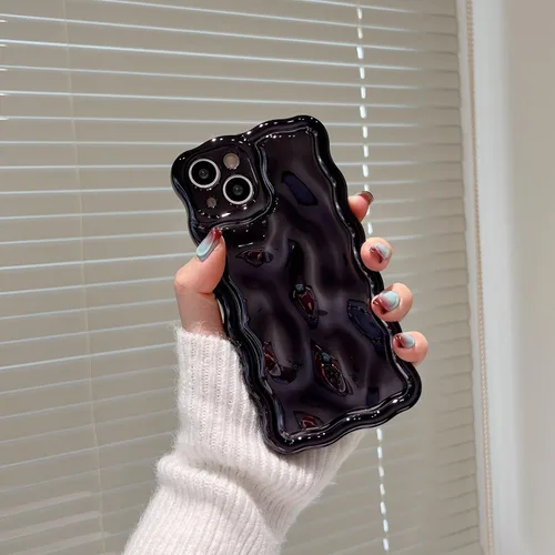 Vista 2 de FABSPARK Funda para iPhone 11, Patrón de Burbujas de Meteorito 3D Electrochapado Galvanizado con Brillos Marco Ondulado Rizado Funda Brillante, TPU