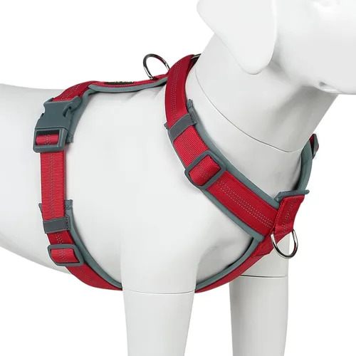 Vista 9 de Arnés para perro Plutus Pet sin tirón, arnés ajustable de nylon con acolchado suave, arnés para perro reflectante y resistente para perros pequeños