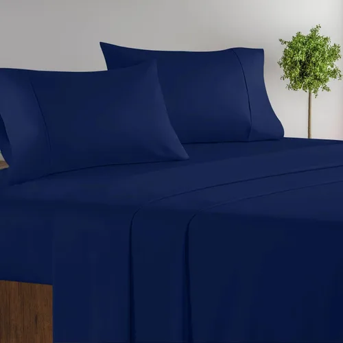 Vista 5 de Juego de ropa de cama de 4 piezas de 800 hilos, 100% algodón, tamaño individual, color negro, sábana bajera ajustable de algodón de fibra larga, se