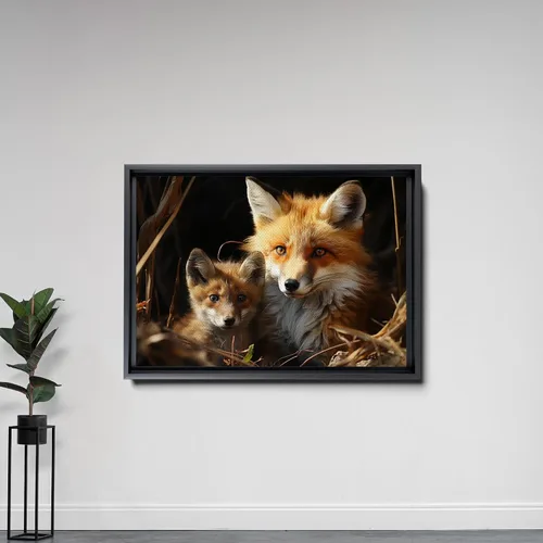 Vista 5 de Fox Mother Cub Print, In The Style Of Stencil,Based, Kids Wall Art, Kids Wall Art Display, Mom And Baby Animal Art Print, Wall Art, Art Print