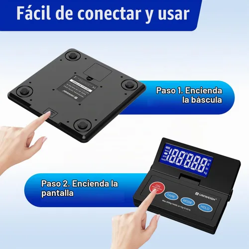 Vista 3 de UNIWEIGH 440 lb Escala postal digital de 10 g de precisión para envíos de paquetes con LCD retroiluminada, plataforma de acero aleado, alimentación