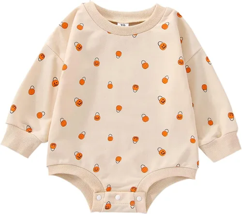 Vista 9 de Sudadera de calabaza para bebé, niña, niño, Halloween, sudadera de gran tamaño, mameluco de burbujas, suéter