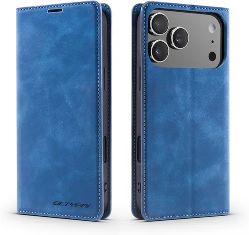Vista 40 de QLTYPRI Funda tipo cartera para iPhone Air, 3 tarjeteros, color negro Funda de piel sintética de alta calidad, cierre magnético, soporte