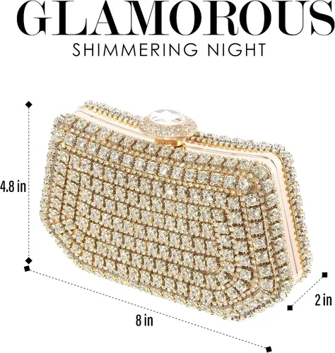 Vista 2 de Olixi Bolso de mano de cristal plateado para mujer, bolso de noche con purpurina para boda, cena, fiesta, baile de graduación, cóctel