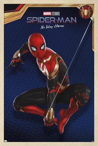 Vista 7 de Trends International Marvel Spider-Man: No Way Home - Póster de pared de disfraz rojo, 14.725 x 22.375 pulgadas, versión enmarcada de madera