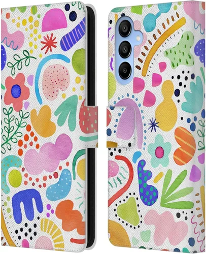 Vista 223 de Head Case Designs Officially Licensed Ninola Brushstrokes Black Summer Patterns Leather Wallet Case Compatible with Samsung Galaxy A07 4G
