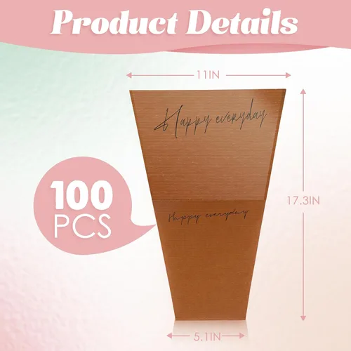 Vista 2 de Harloon 100 bolsas de flores para ramos de flores, papel de regalo de flores transparentes, fundas de 11 x 5.1 x 17.3 pulgadas, múltiples Café