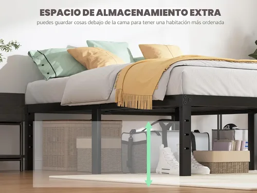 Vista 4 de QEROMY Marco de Cama Individual - Marco de Cama de Plataforma Resistente de 18 pulgadas Tamaño Individual, Marco de Cama de Metal Resistente Sin