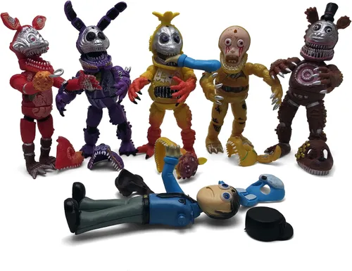 Vista 8 de Toysvill Inspired by Five Nights at Freddy Game Figuras de acción de colección de juguetes (FNAF) de juguete, juego de 6 piezas, altura de 6