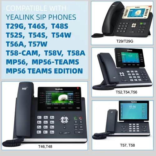 Vista 2 de Fuente de alimentación de 5 V para Yealink T29G, T46S, T48S, T52S, T54S, T56A, T58V, T58A, MP56, T46G, para cable de alimentación de teléfono