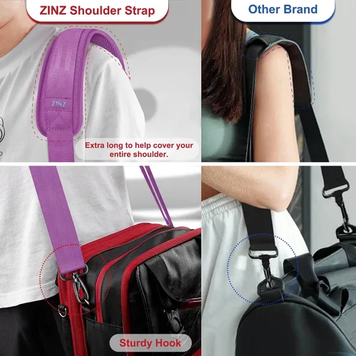 Vista 77 de ZINZ Correa de hombro universal de 59 pulgadas con almohadilla transpirable fija ultra gruesa, correa de hombro ajustable y resistente para bolsa