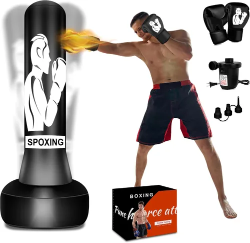Vista 9 de Standing Punching Bag for Adults, 70" Punching Bag Stand, Boxing Heavy Bag with Stand, Freestanding for Adults Men MMA Thai Fitness Karate Muay