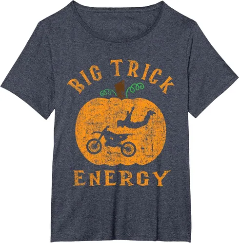 Vista 15 de Dirt Bike Motocross Halloween - Pumpkin Jack O Lantern T-Shirt Asphalt Grey