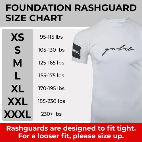 Vista 2 de Gold BJJ Foundation Rash Guard - Rashguard de Jiu Jitsu sin Gi y Gi