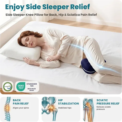 Vista 3 de Almohada de rodilla para personas que duermen de lado, almohada suave de alineación de la columna vertebral, almohadas de rodilla de espuma