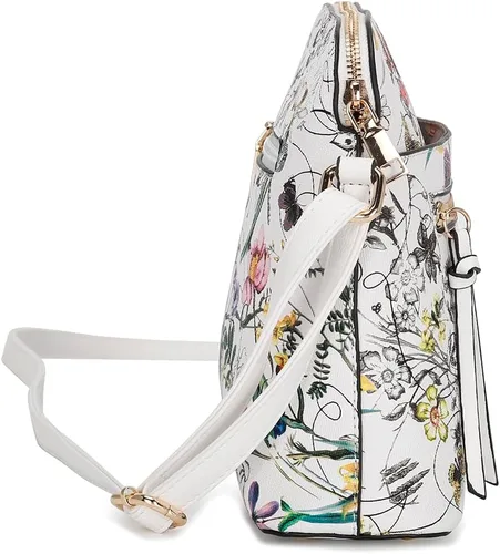 Vista 2 de La Terre Fashion - Bolso bandolera con zíper frontal y bolsillo funcional, ligero y suave de piel vegana, tamaño mediano