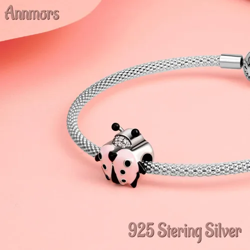 Vista 2 de Annmors Dijes para pulseras de plata de ley 925 para familia, amigos, angular, amor, corazón, colgante, pulsera y collar