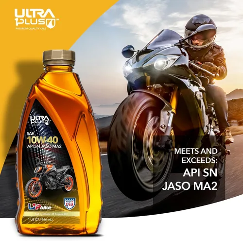 Vista 3 de ULTRA 1PLUS 4T 10W-40 aceite de motocicleta completamente sintético API SN JASO MA2-10W40 aceite de motor, 6 cuartos de galón