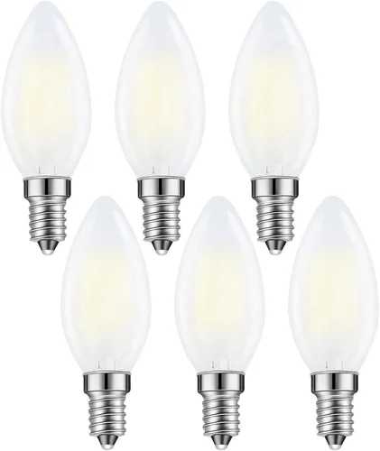 Vista 7 de Bombilla LED E14 con base europea de 4 W, bombillas LED regulables equivalentes a 40 W, 110 V 4000 K blanco neutro, bombilla decorativa de vidrio