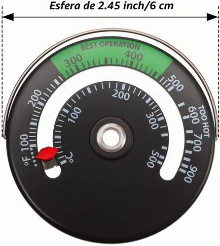 Vista 2 de Weewooday Termómetro magnético de temperatura para estufa de leña y horno