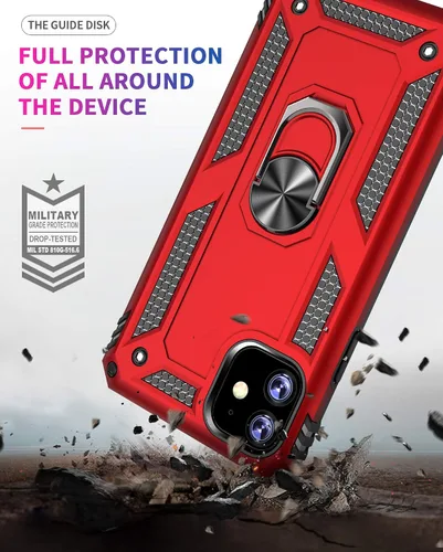 Vista 2 de Korecase Compatible con iPhone 11 Funda resistente de 2 capas cuerpo completo a prueba de golpes con soporte de anillo metálico negro