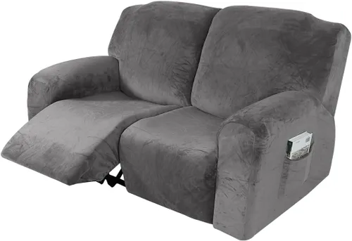 Vista 23 de vctops Fundas reclinables de felpa de terciopelo de lujo, 4 piezas, fundas elásticas y suaves para sofá, protector antideslizante de muebles