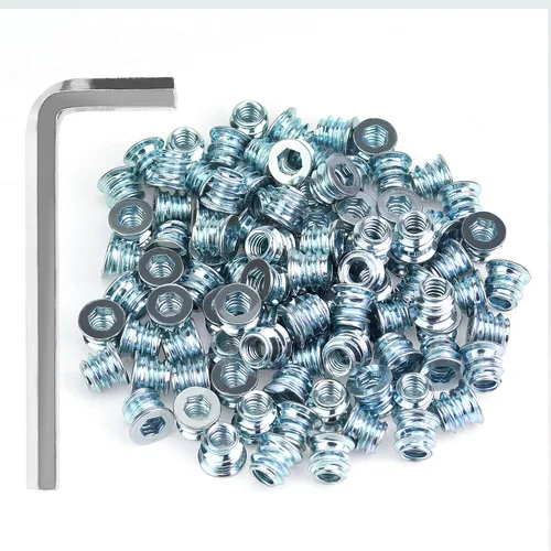 Vista 13 de Insertos roscados de 1/4-20, insertos de madera, insertos roscados de acero para tornillo de muebles de madera, kit de 145 piezas de insertos