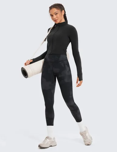 Vista 42 de CRZ YOGA Leggings de entrenamiento para mujer con sensación de desnudez cepillada de 25 pulgadas, pantalones de yoga de compresión de cintura alta