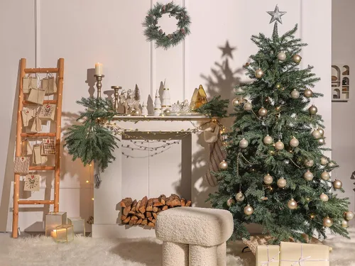 Vista 7 de WDS WONDROUS Adornos de bola colgante de Navidad de cristal, 12 bolas Champán