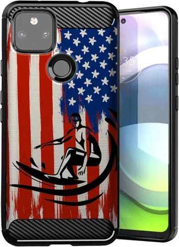 Vista 14 de CasesOnDeck - Funda compatible con Google Pixel 5A (2021) / Pixel 5A 5G, funda delgada de fibra de carbono TPU para acentuar arañazos y caídas, tema