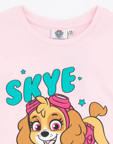 Vista 6 de Paw Patrol Conjunto de vestido y leggings para niñas pequeñas Skye Rescue Pup Pink Sweat Jumper Pantalones crema