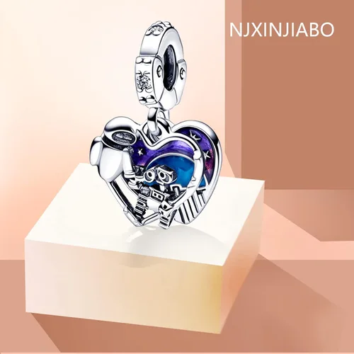 Vista 2 de NJXINJIABO Movie Hero y dije de corazón de graduación 2023 para mujer, pulsera y collar de plata de ley 925, dije colgante, joyería de regalo