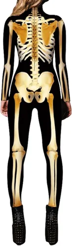 Vista 2 de Disfraz de calavera con estampado de calaveras de Halloween, color rosa