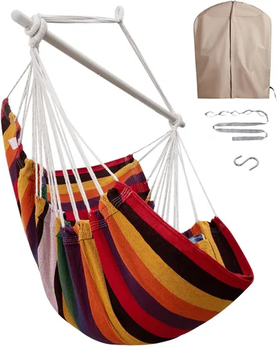 Vista 9 de MIZTLI Silla Hamaca con Columpio para Interior para Dormitorio - Máximo 500 Libras - Barra de Acero con Anillos Antideslizantes - Para