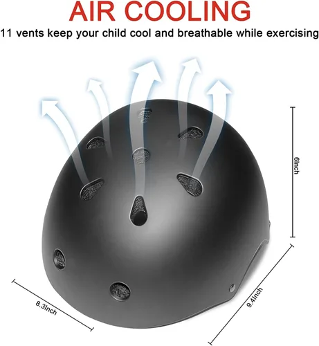 Vista 3 de Conjunto de casco de bicicleta para niños, casco ajustable para niños pequeños de 2 a 8 años con rodilleras, coderas y muñequeras Casco