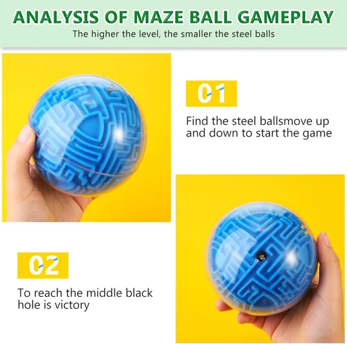 Vista 3 de Sumind 2 piezas de bola de rompecabezas de laberinto 3D 10 cm de esfera, acertijos mágicos de memoria secuencial, rompecabezas educativos