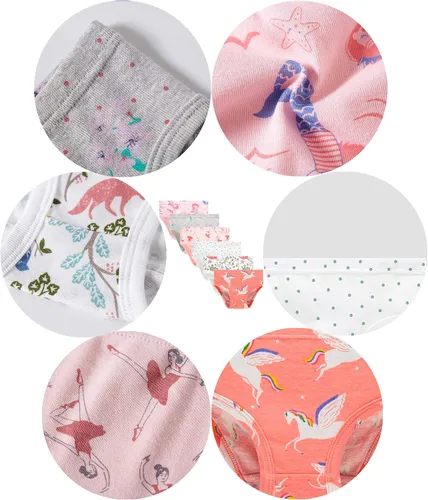 Vista 2 de Family Feeling Ropa interior para niña pequeña, bragas para niños grandes, ropa interior suave, 100% algodón