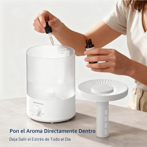 Vista 6 de MegaWise Humidificadores de niebla fría de recarga superior saludable para dormitorio, vaporizador de aire ultrasónico de 24 dB con filtro de agua